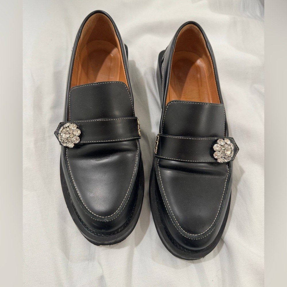 Ganni crystal loafers